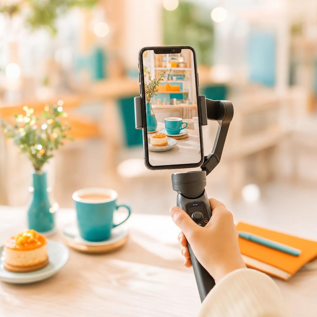 ジンバルに載せた縦位置スマホでの撮影